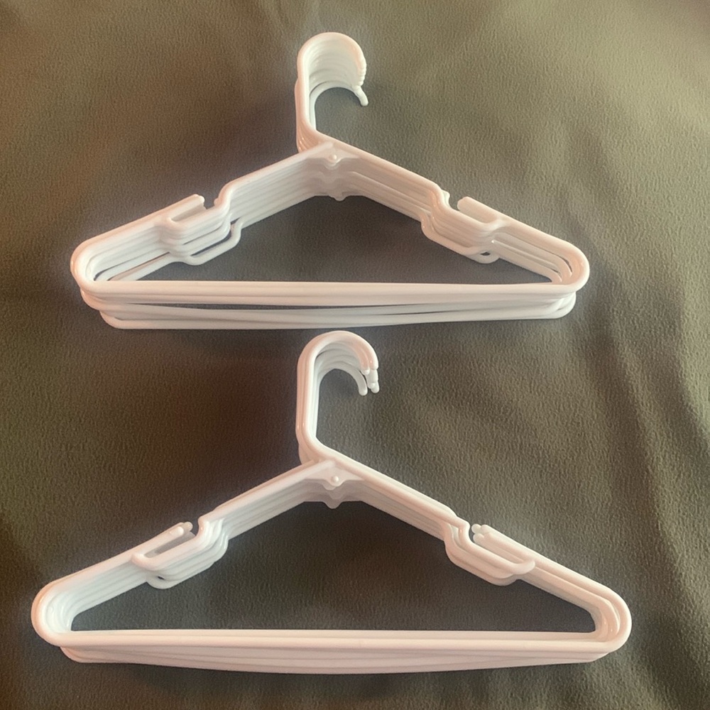 EUC white plastic tube hangers. Set of 21. Size approximately 16 1/2” x 9 1/2” - Picture 2 of 5